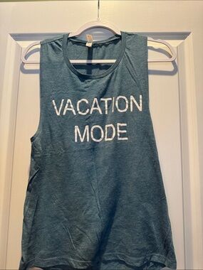 Bella Canvas Teal 'Vacation Mode' Crew Neck Tank